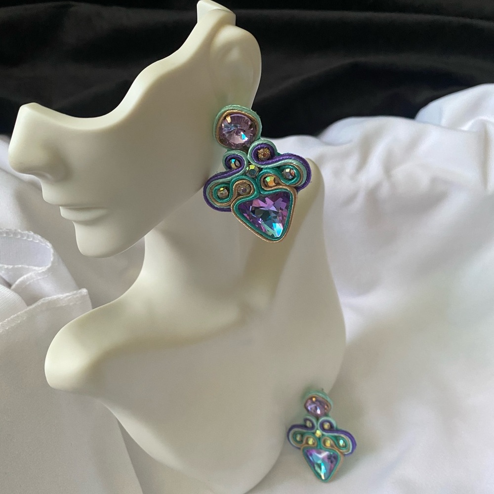 Iridescent Heart Drop Earrings